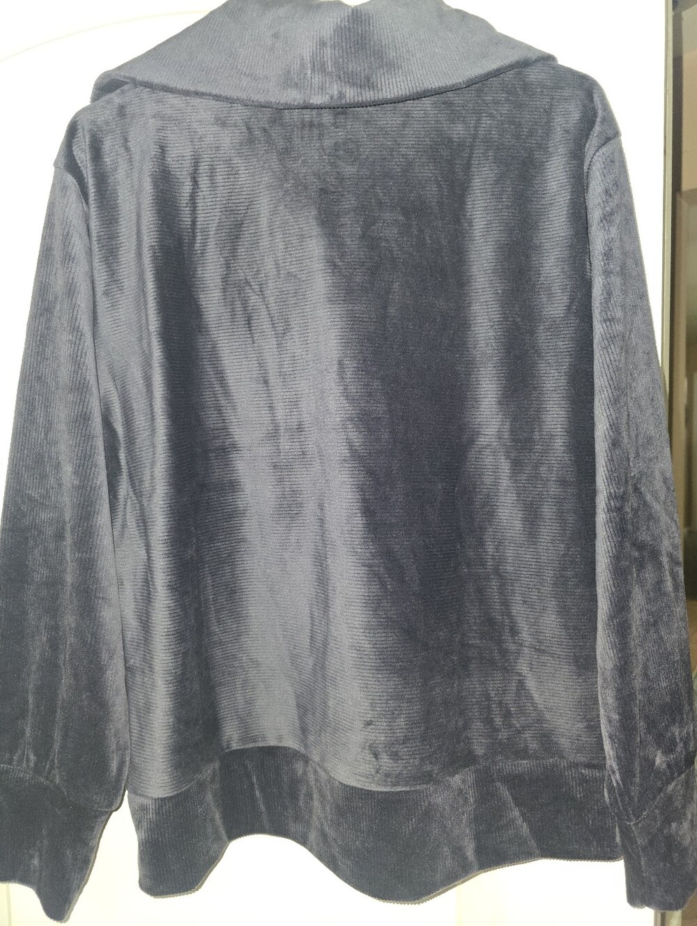 Halston Blue Quarter Zip VELOUR Pullover - Picture 2 of 3